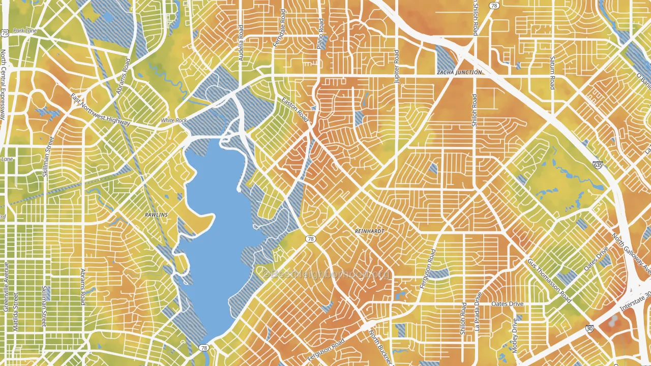 Bike Grade map of 75218, TX