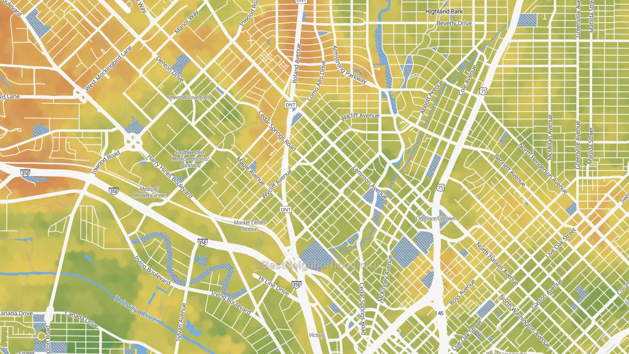 Bike Grade map of 75219, TX