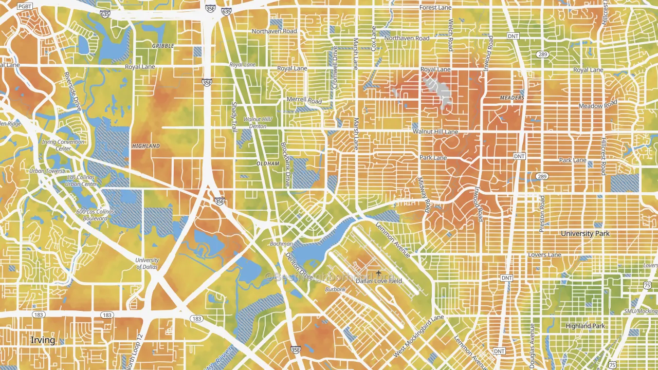 Bike Grade map of 75220, TX