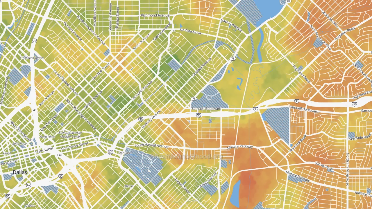 Bike Grade map of 75223, TX