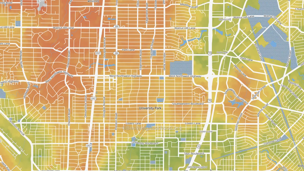 Bike Grade map of 75225, TX