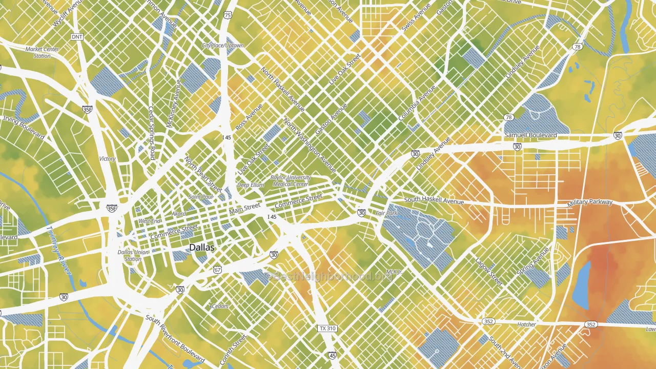 Bike Grade map of 75226, TX