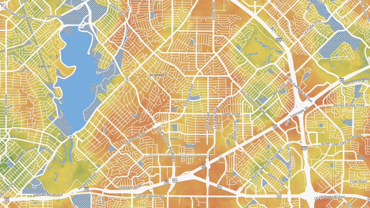Bike Grade map of 75228, TX