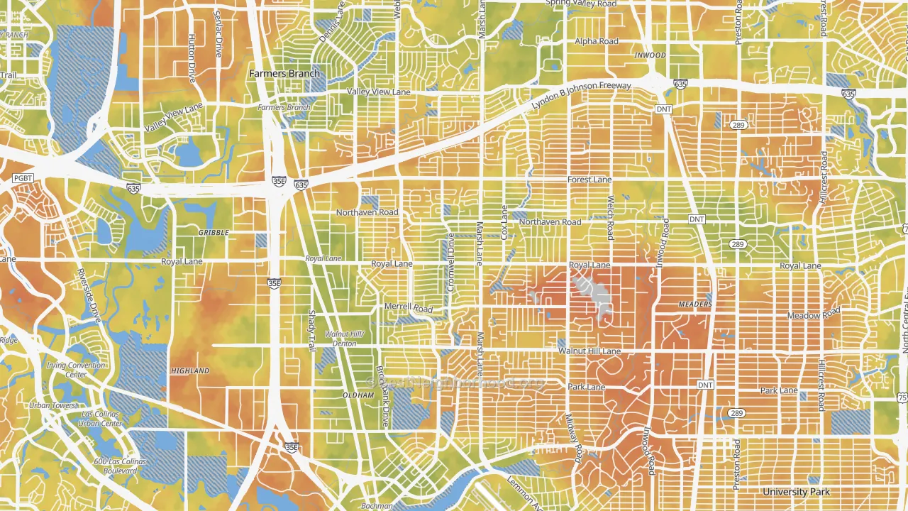Bike Grade map of 75229, TX