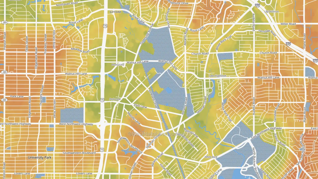 Bike Grade map of 75231, TX