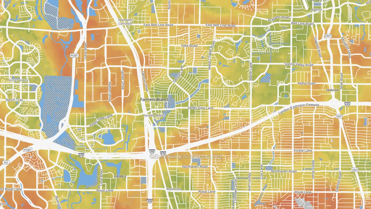 Bike Grade map of 75234, TX