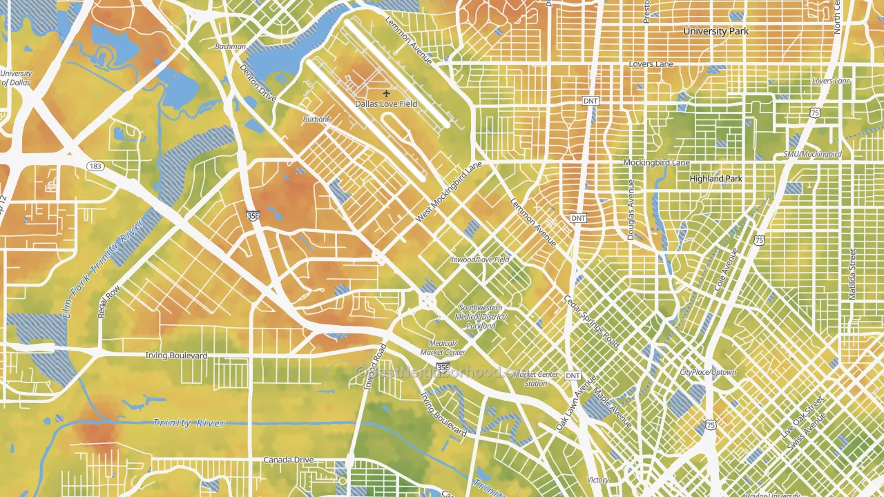 Bike Grade map of 75235, TX