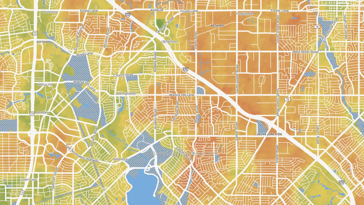 Bike Grade map of 75238, TX