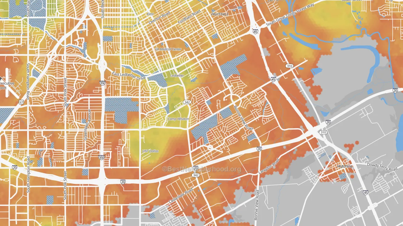 Bike Grade map of 75241, TX