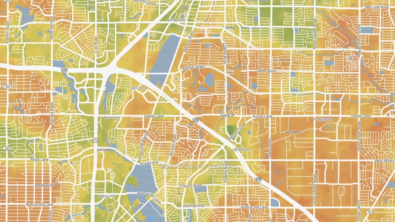 Bike Grade map of 75243, TX