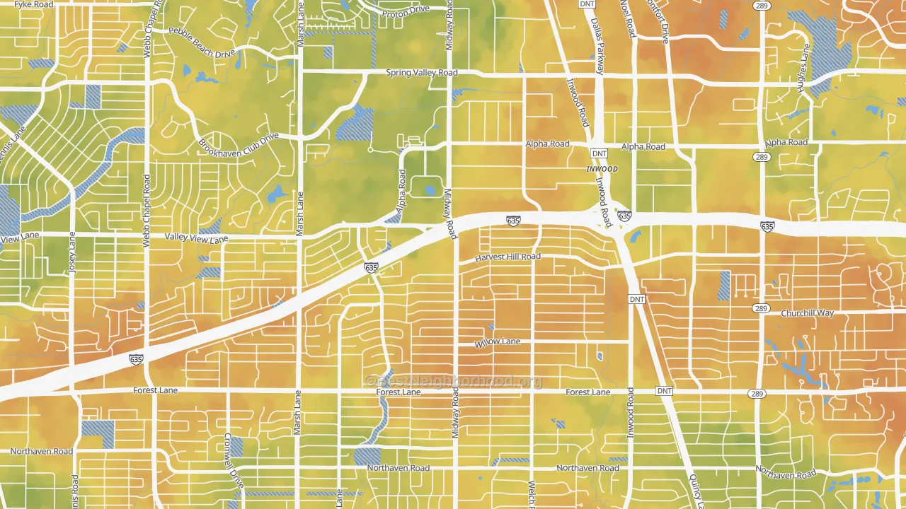 Bike Grade map of 75244, TX