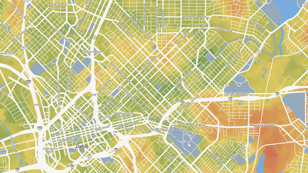 Bike Grade map of 75246, TX