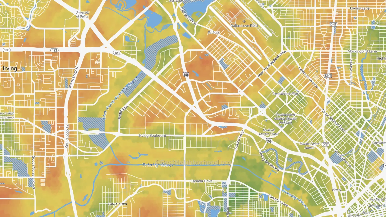 Bike Grade map of 75247, TX