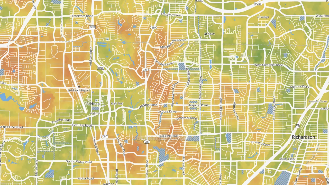 Bike Grade map of 75248, TX