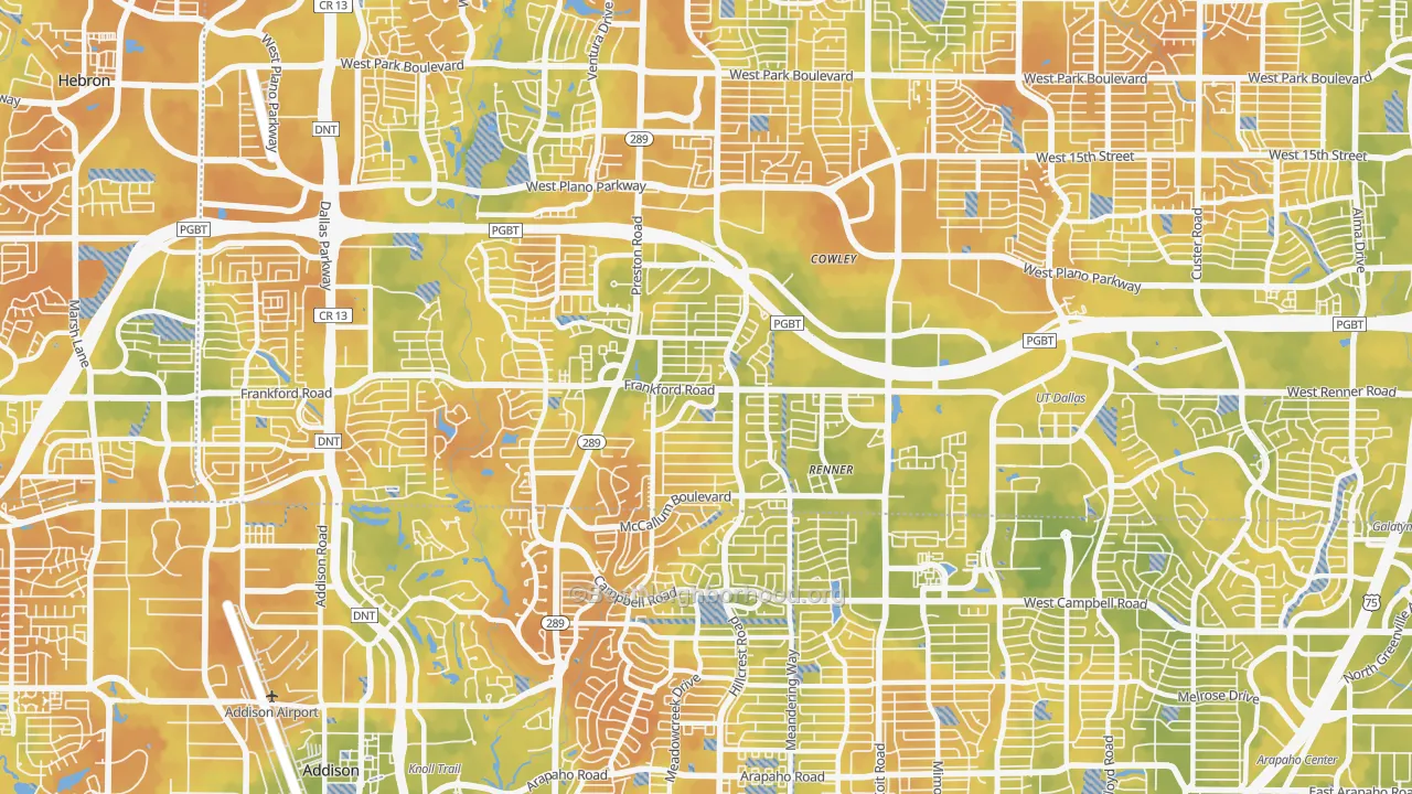 Bike Grade map of 75252, TX