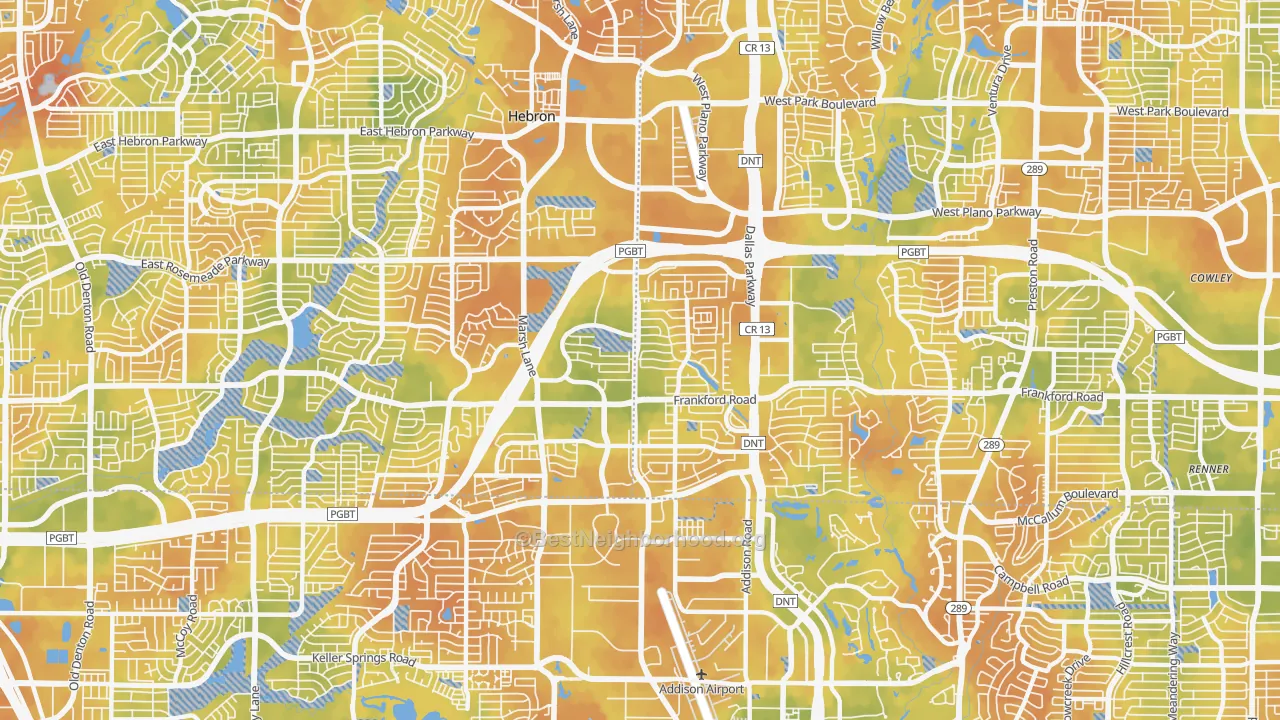 Bike Grade map of 75287, TX