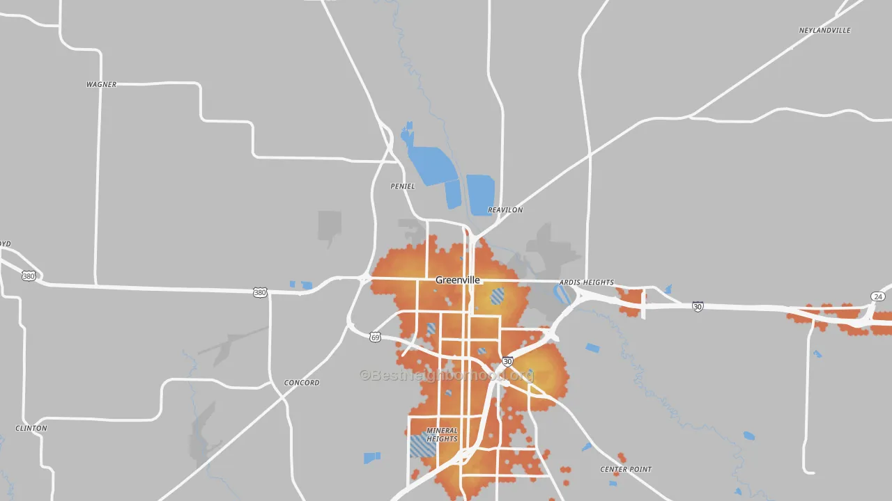 Bike Grade map of 75401, TX