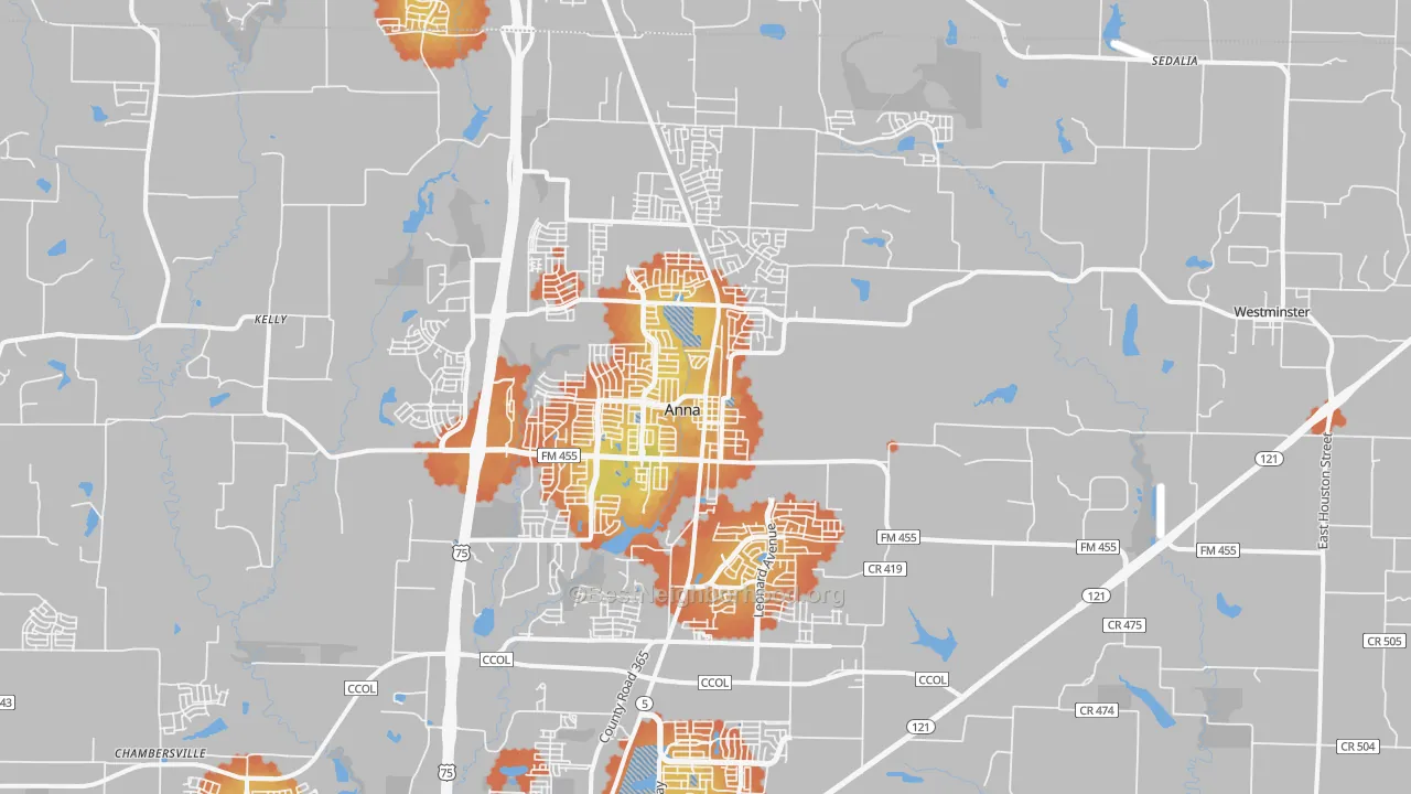 Bike Grade map of 75409, TX