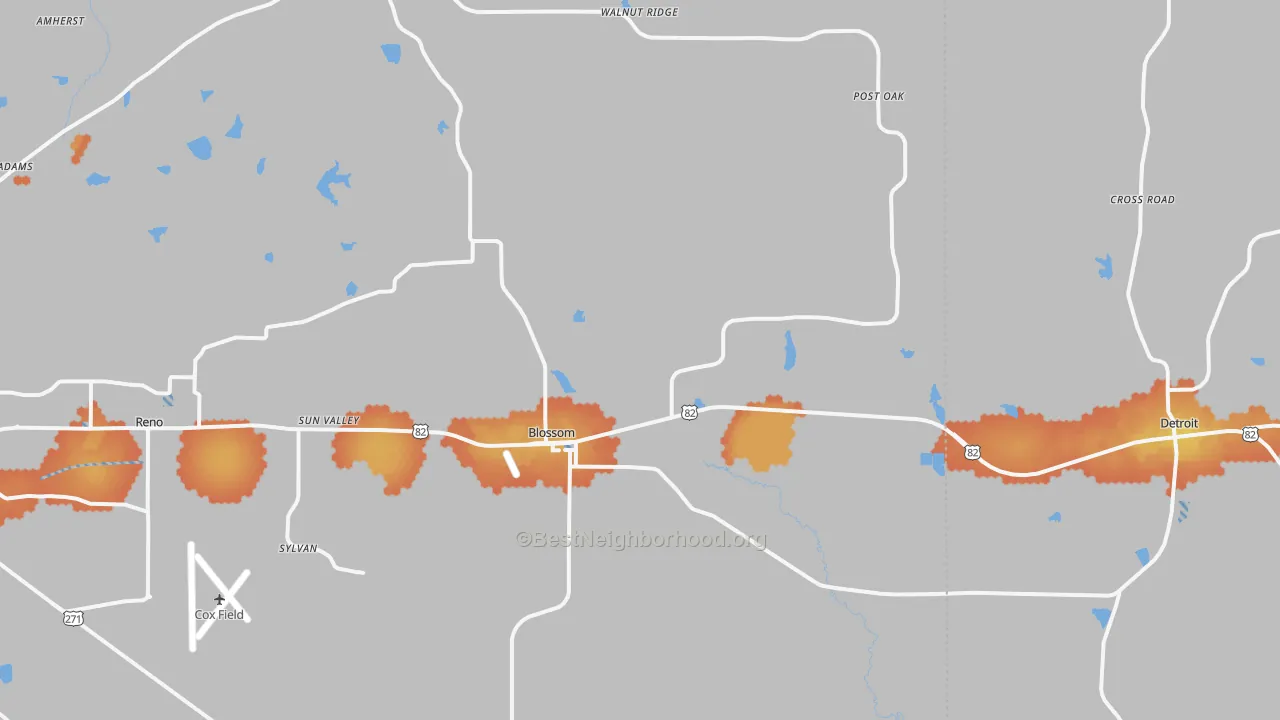 Bike Grade map of 75416, TX
