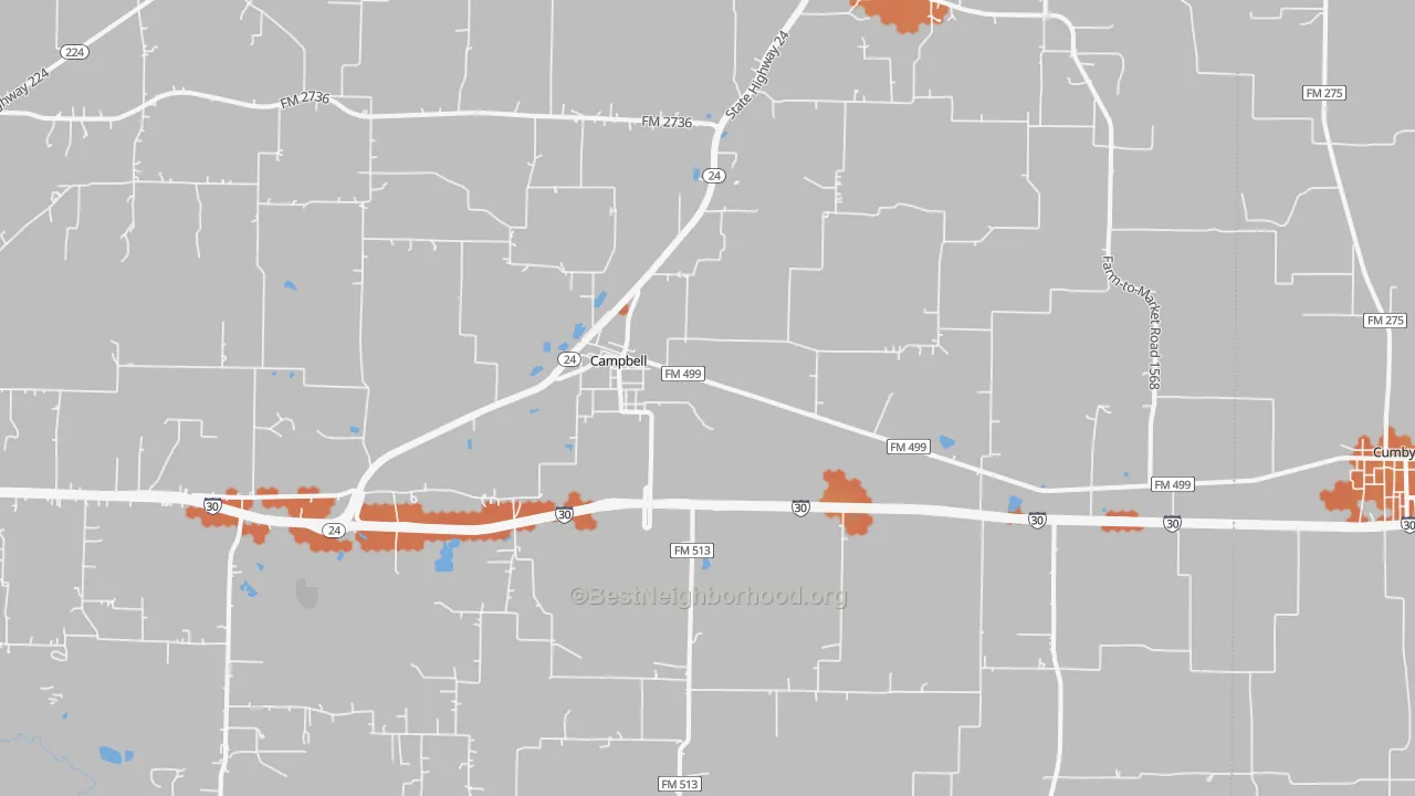 Bike Grade map of 75422, TX