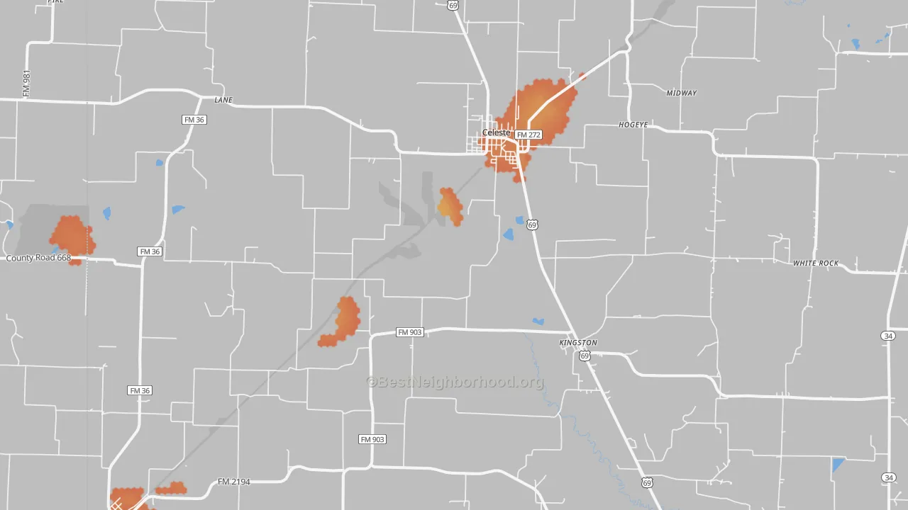 Bike Grade map of 75423, TX
