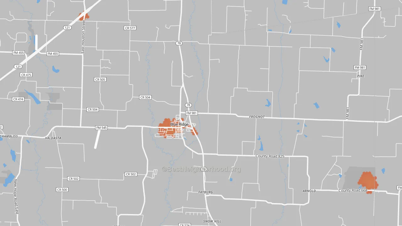 Bike Grade map of 75424, TX