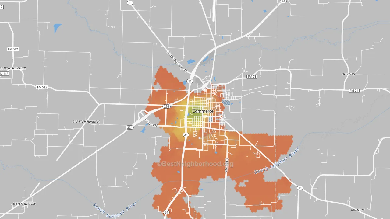 Bike Grade map of 75428, TX