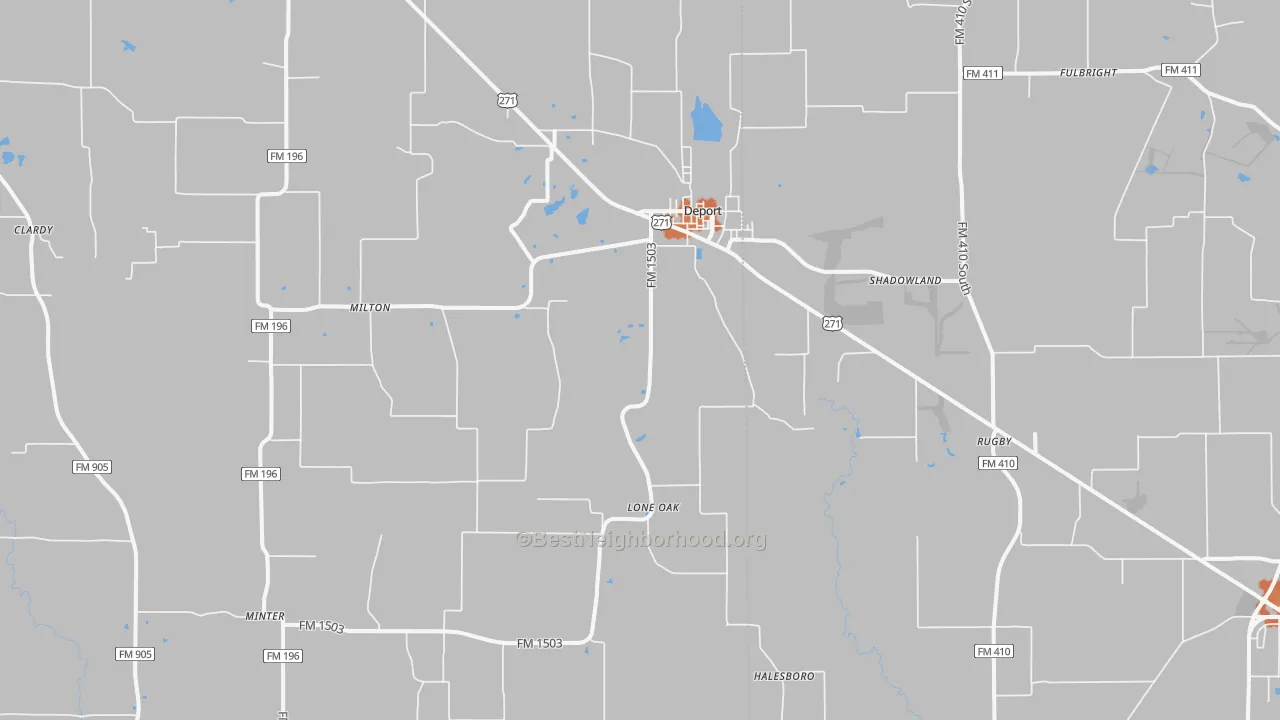 Bike Grade map of 75435, TX