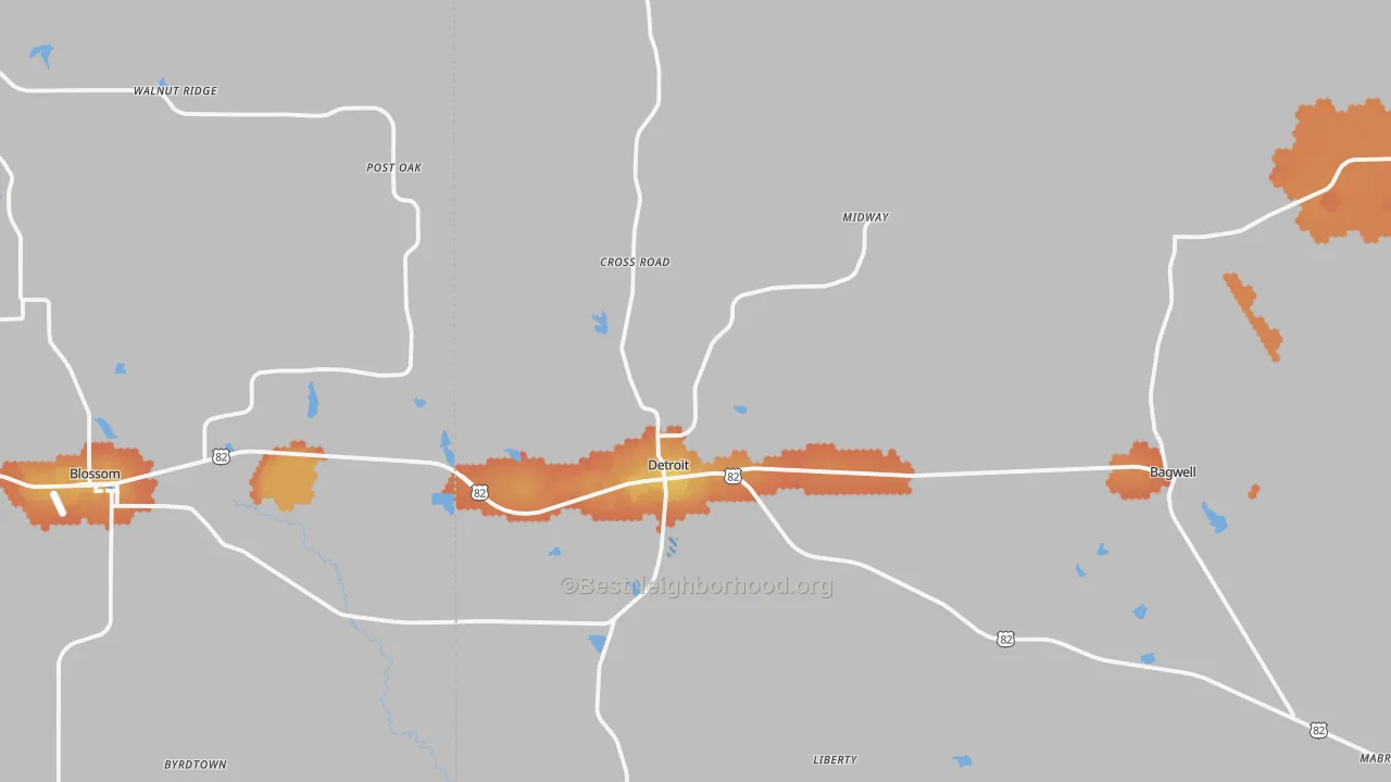 Bike Grade map of 75436, TX