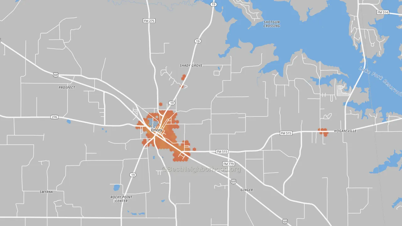 Bike Grade map of 75440, TX