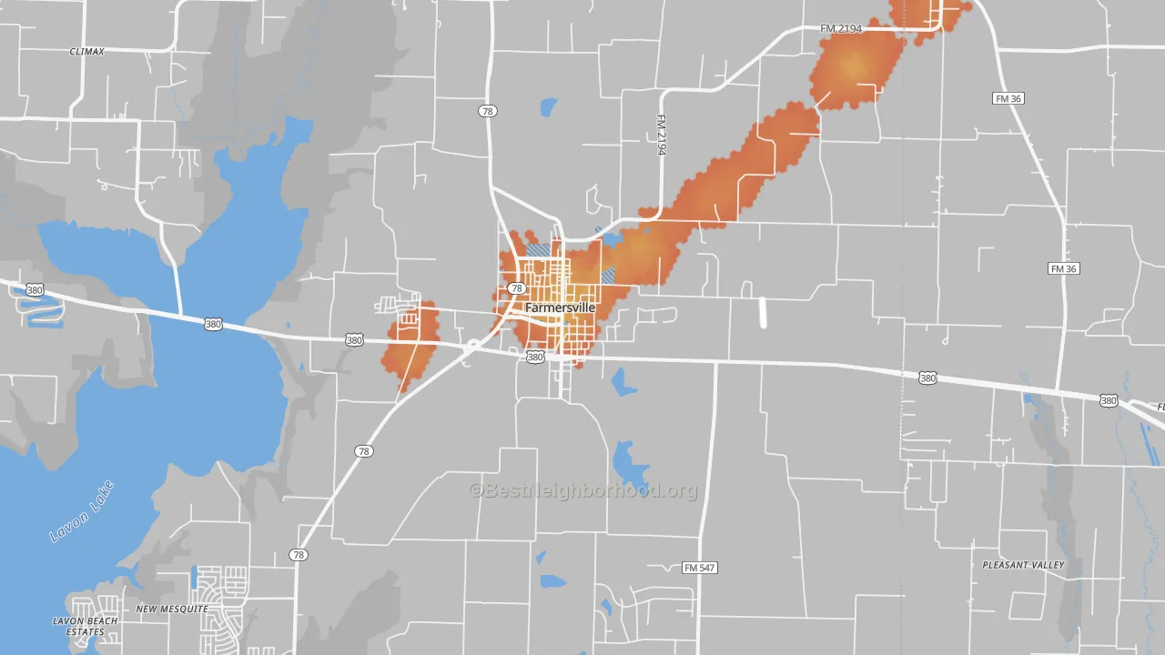 Bike Grade map of 75442, TX