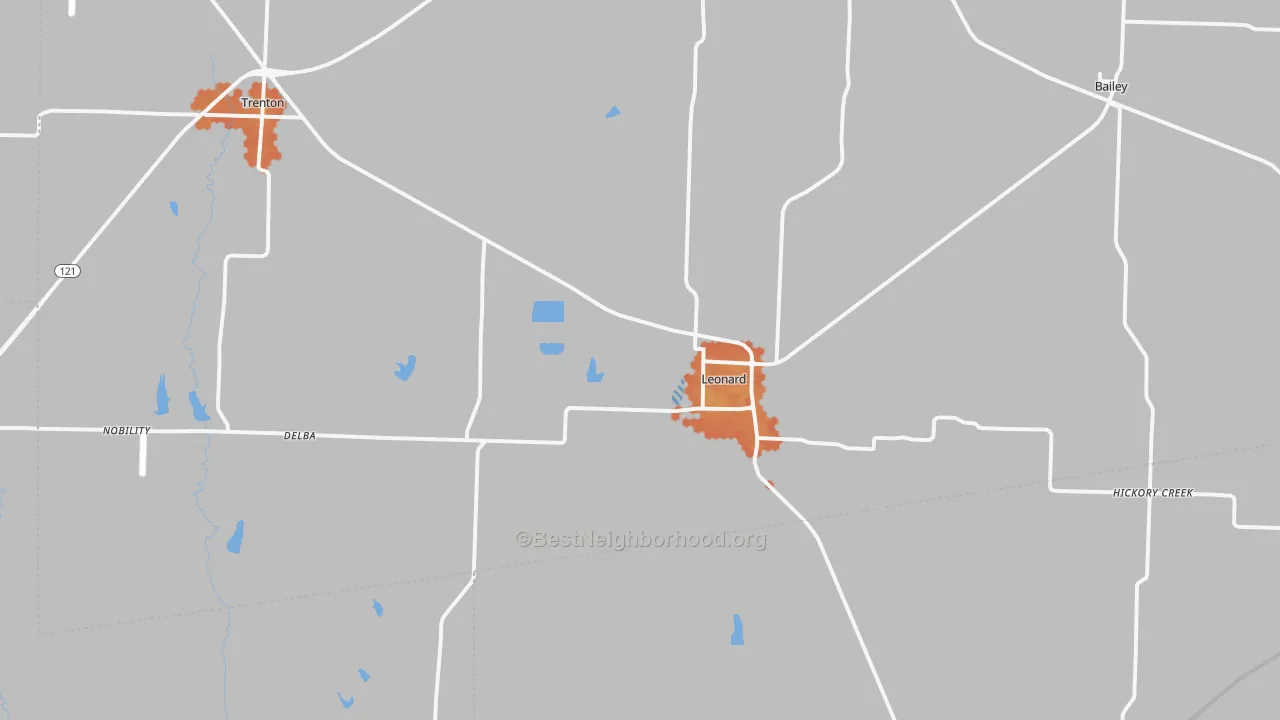 Bike Grade map of 75452, TX