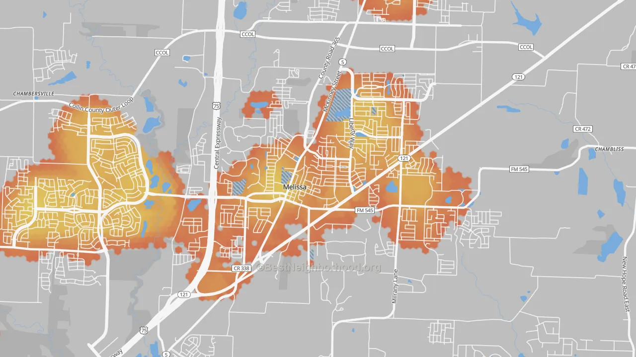 Bike Grade map of 75454, TX