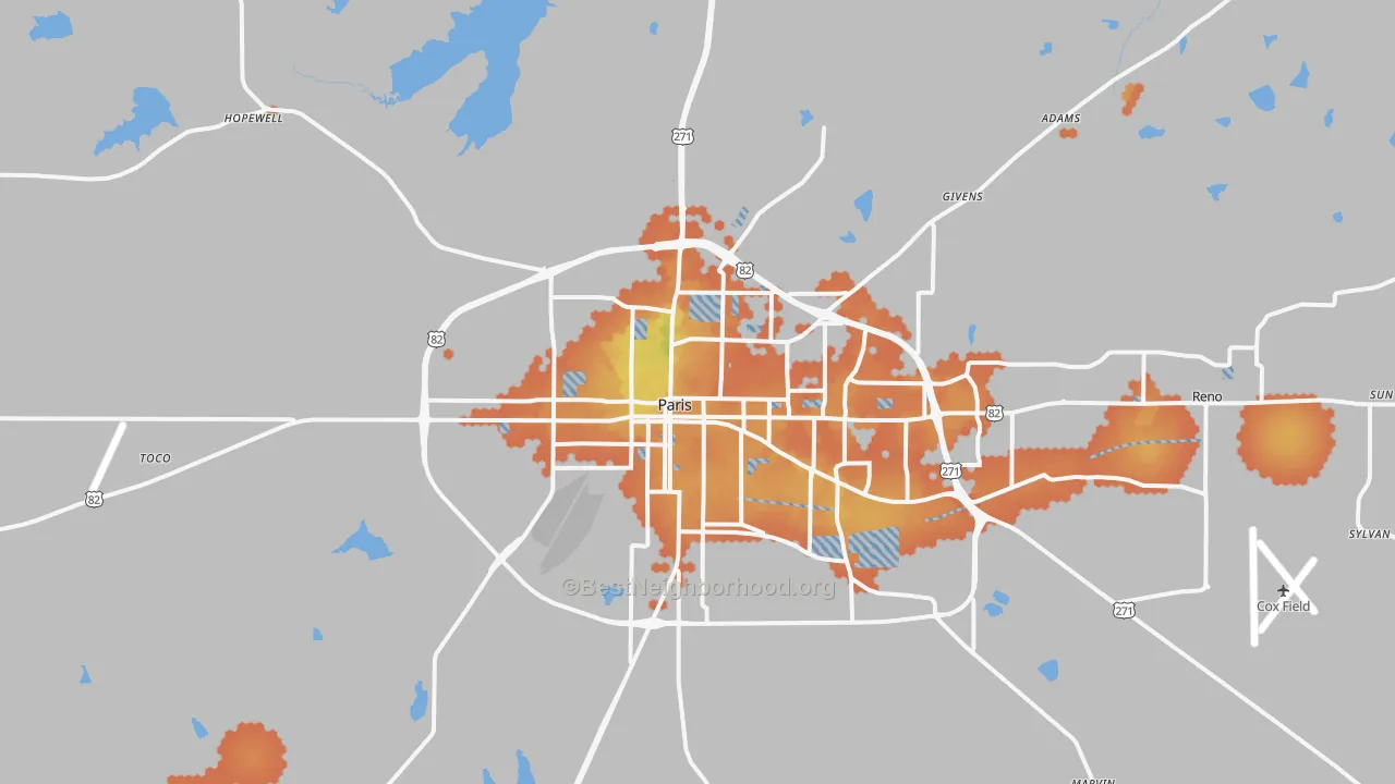 Bike Grade map of 75460, TX