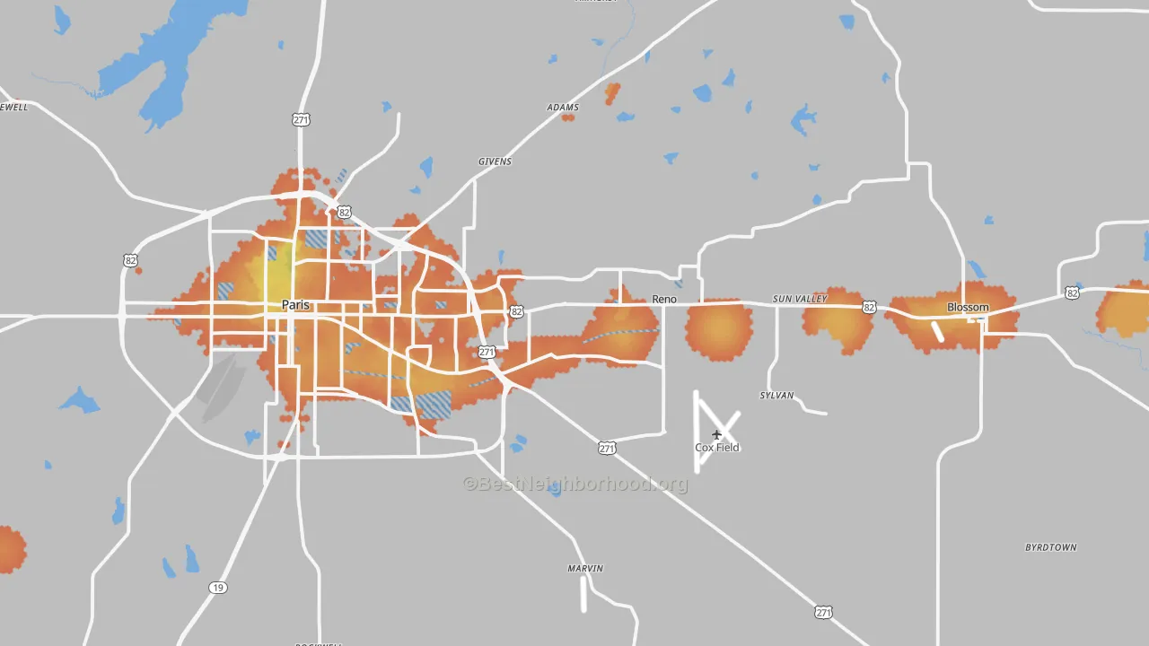 Bike Grade map of 75462, TX