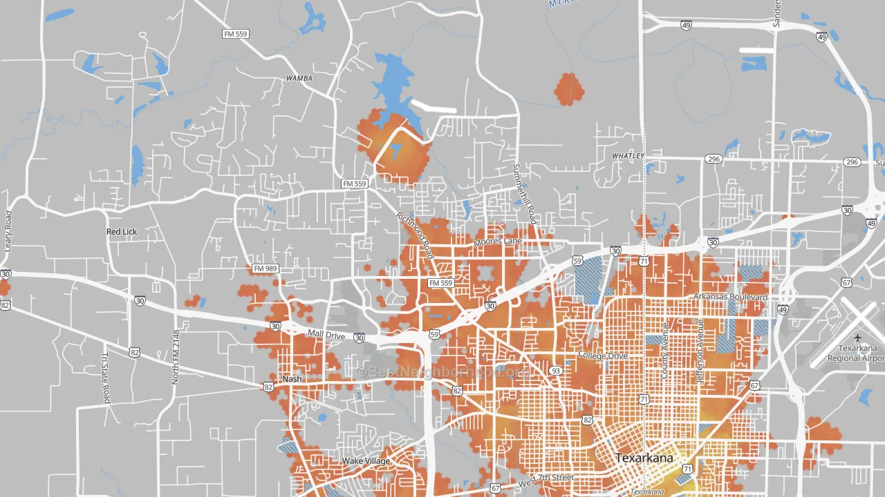Bike Grade map of 75503, TX