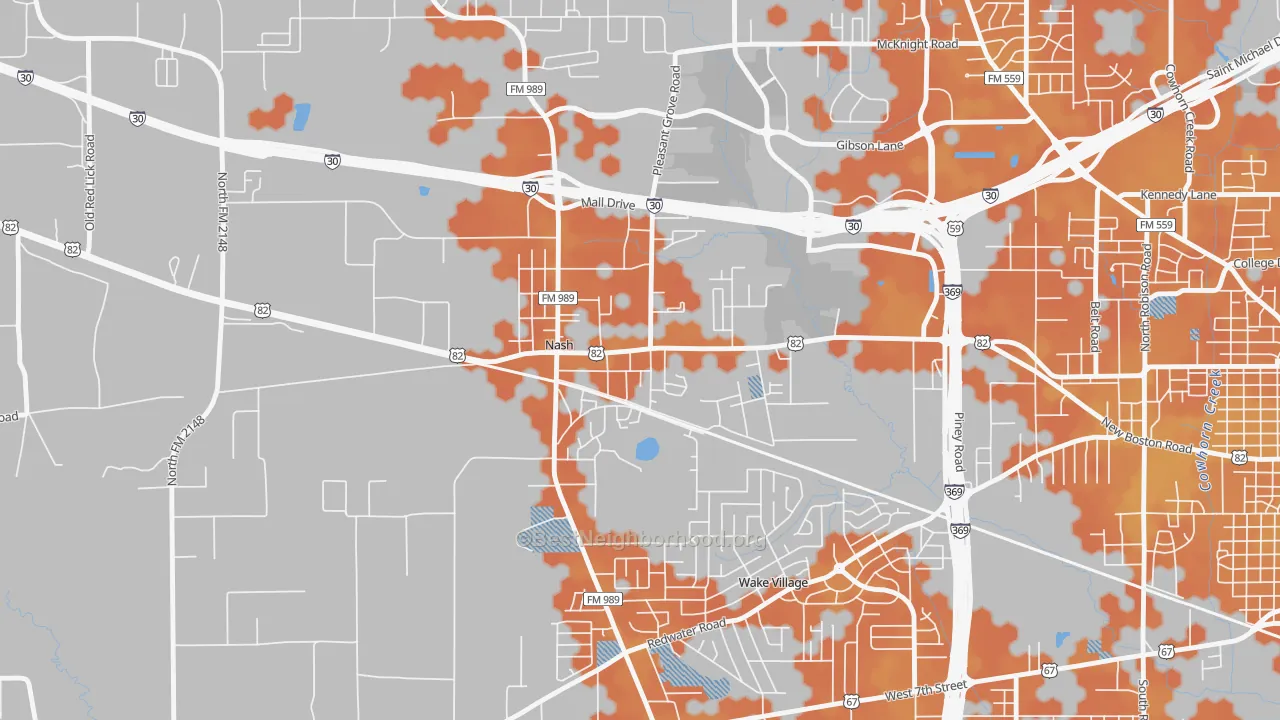 Bike Grade map of 75569, TX