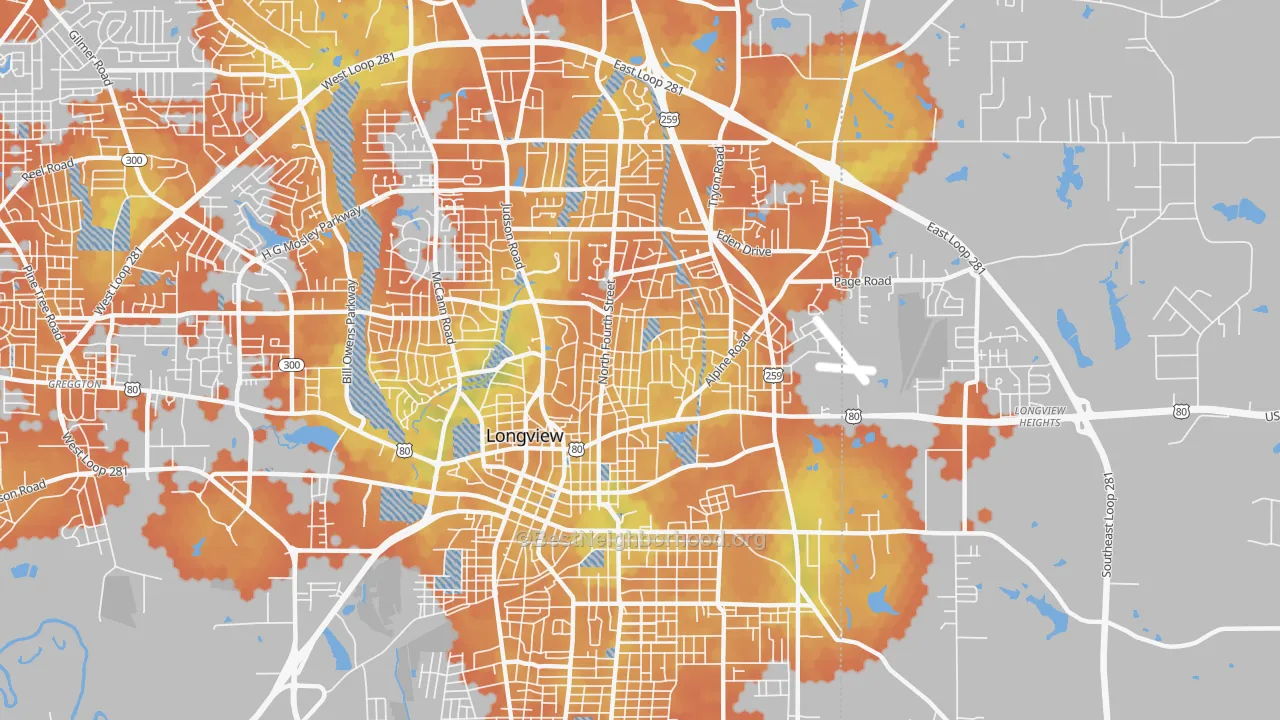 Bike Grade map of 75601, TX
