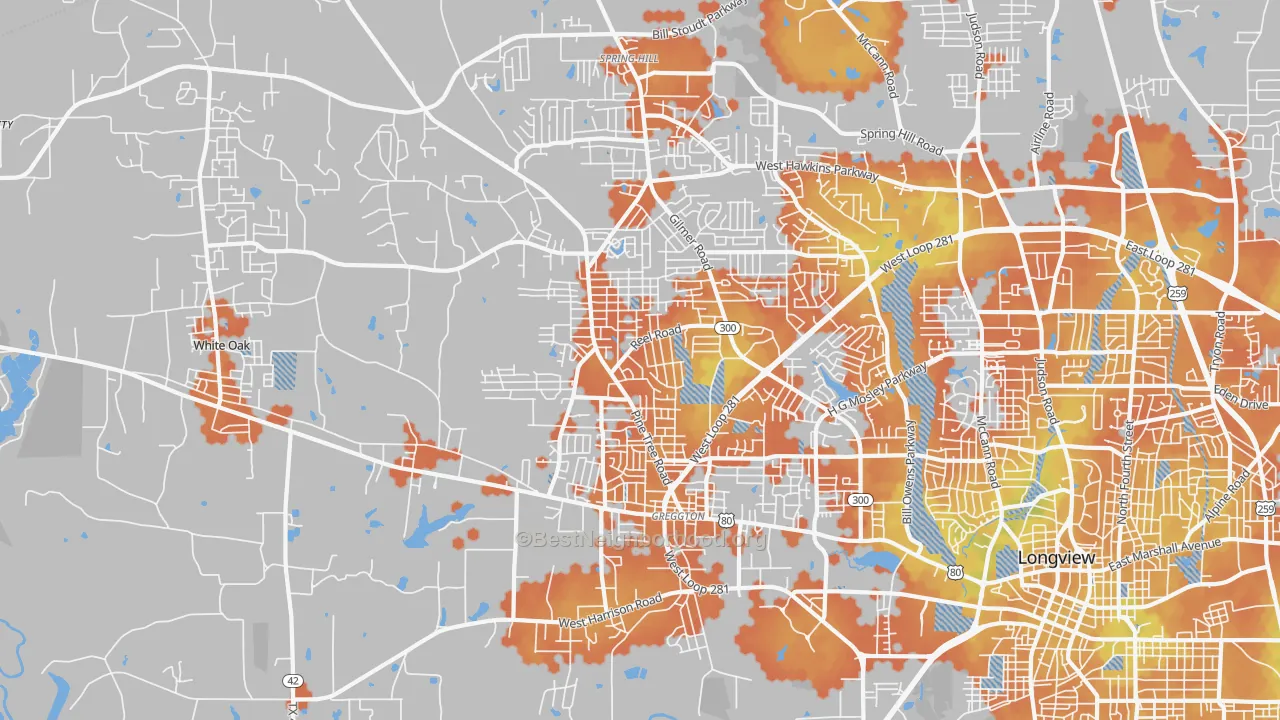 Bike Grade map of 75604, TX