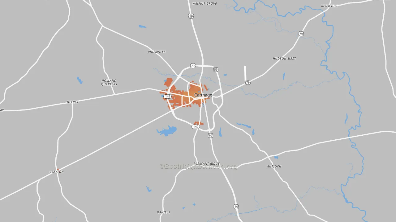 Bike Grade map of 75633, TX