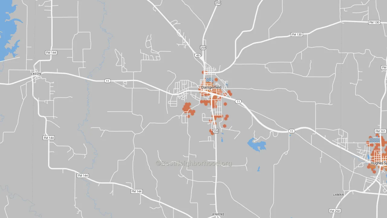Bike Grade map of 75638, TX