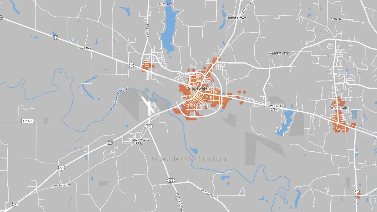 Bike Grade map of 75647, TX