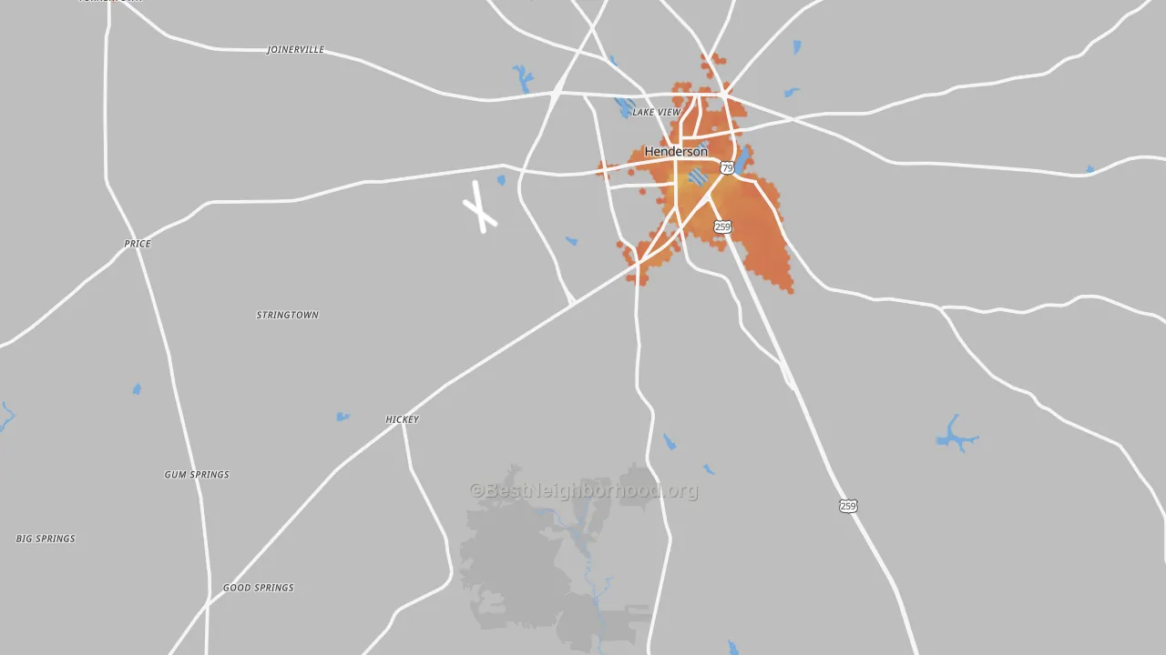 Bike Grade map of 75654, TX
