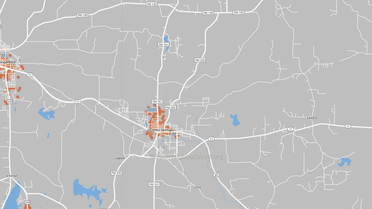 Bike Grade map of 75656, TX