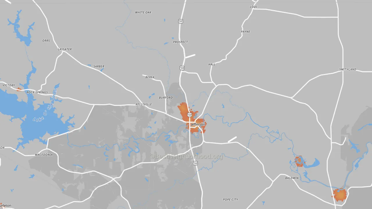 Bike Grade map of 75657, TX