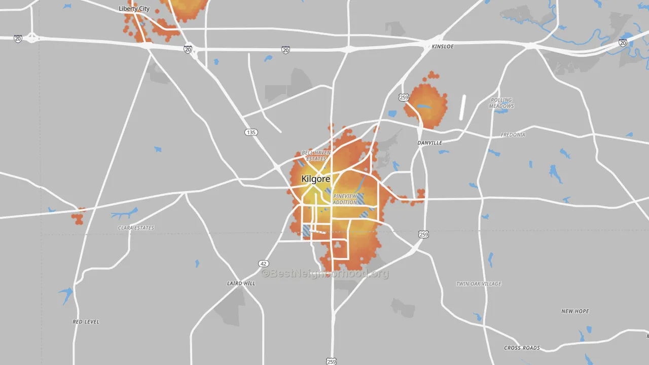 Bike Grade map of 75662, TX