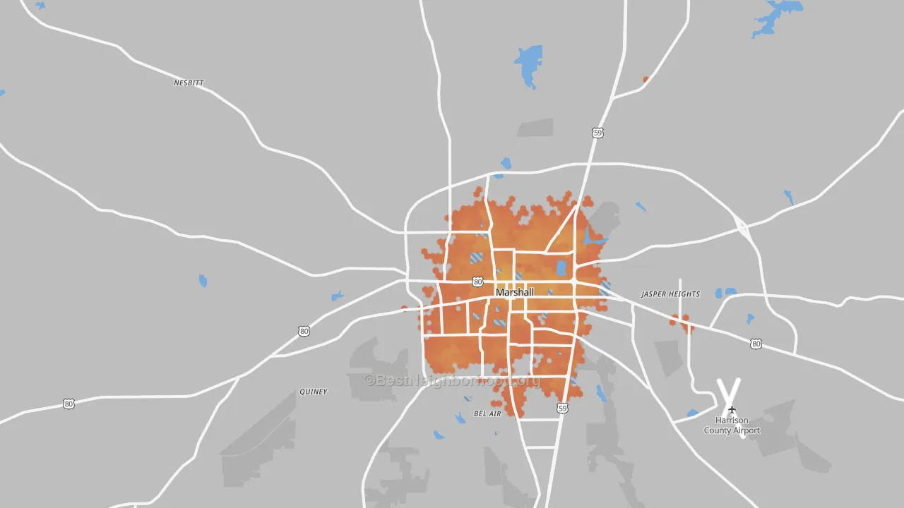 Bike Grade map of 75670, TX