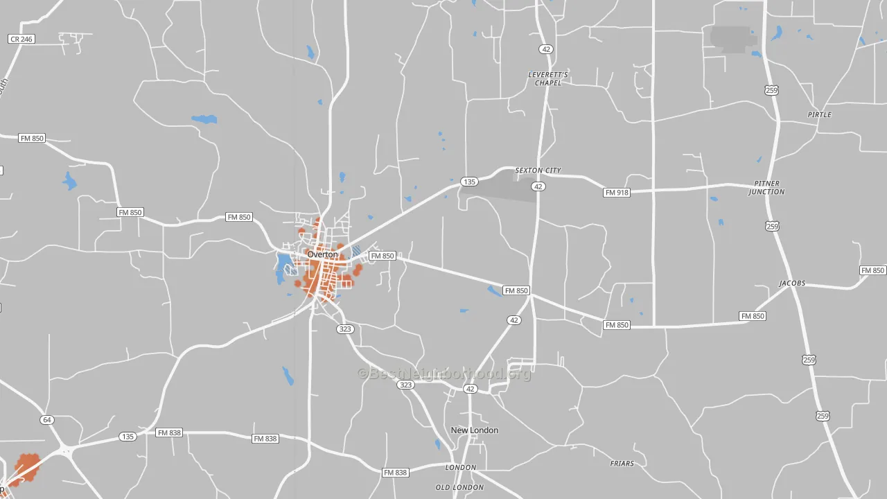 Bike Grade map of 75684, TX
