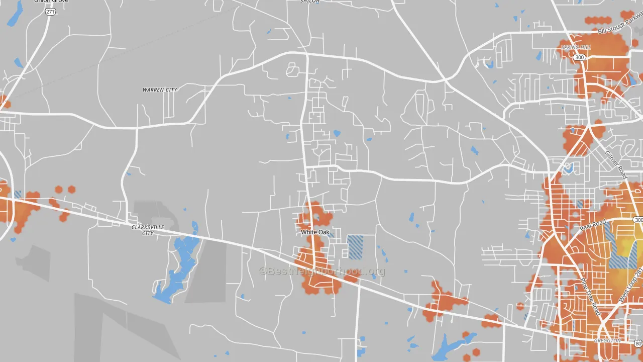 Bike Grade map of 75693, TX