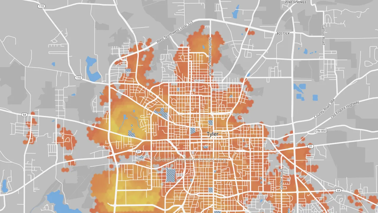 Bike Grade map of 75702, TX